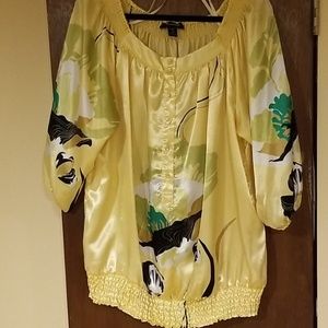 Yellow Ashley Stewart silky blouse